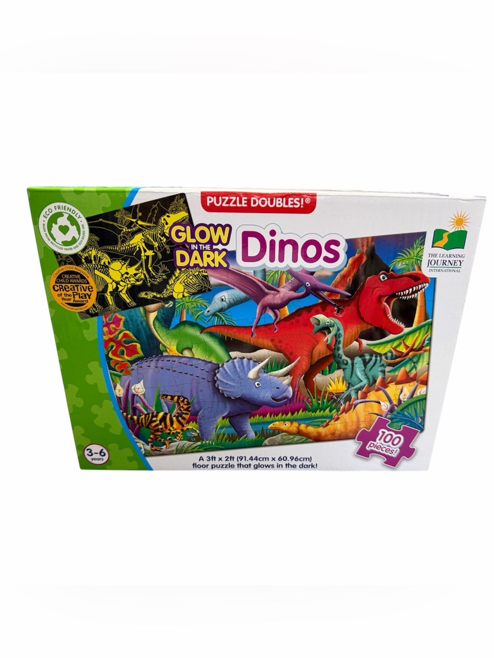 The Learning Journey Puzzle Doubles! Glow in the Dark Dinosaur 100 Piece Floor